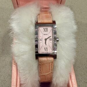 Seiko Lucia Rumiko watch with pink crystals